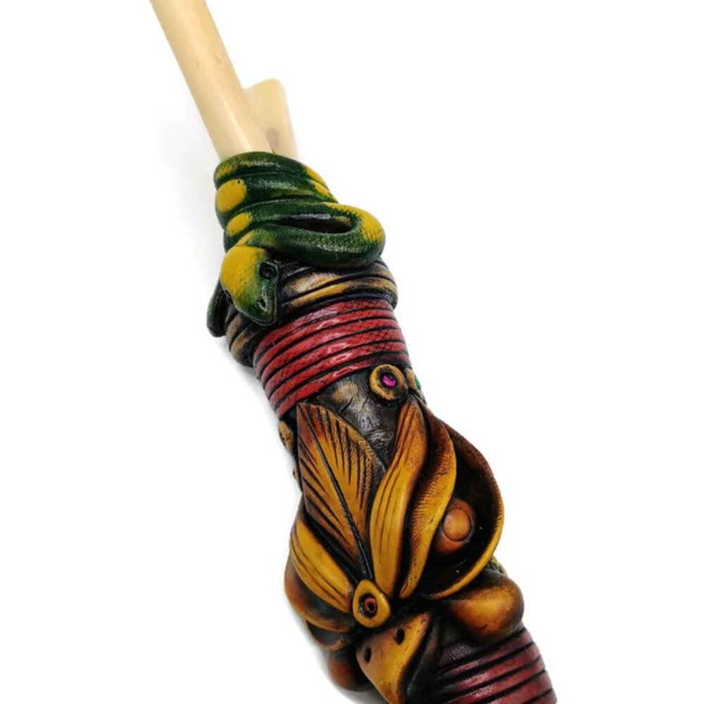Monkfish Applicator 2 in 1 Handmade Peruvian Crafts Snake and Condor Design Cusc